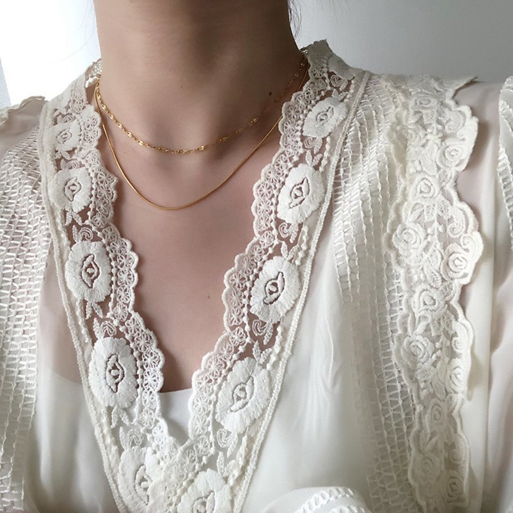 NEW 18K Gold Plated Double Layer Chain Necklace 0 - Picture 8 of 10